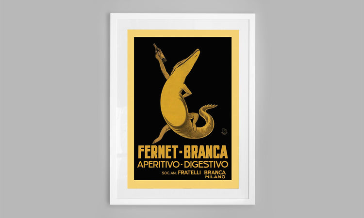 Alligator With Bottle - Fernet-Branca Vintage Advertisement