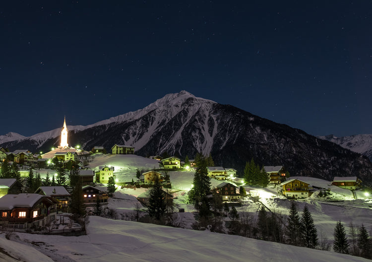 Lights of Santa Maddalena, Dolomites. Italy