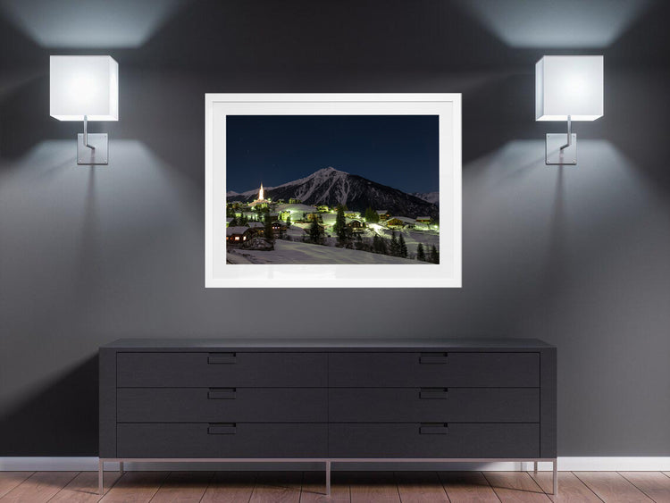 Lights of Santa Maddalena, Dolomites. Italy