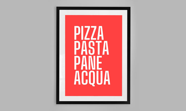 Pizza, Pasta, Pane, Acqua Poster