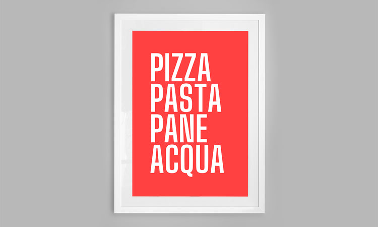 Pizza, Pasta, Pane, Acqua Poster