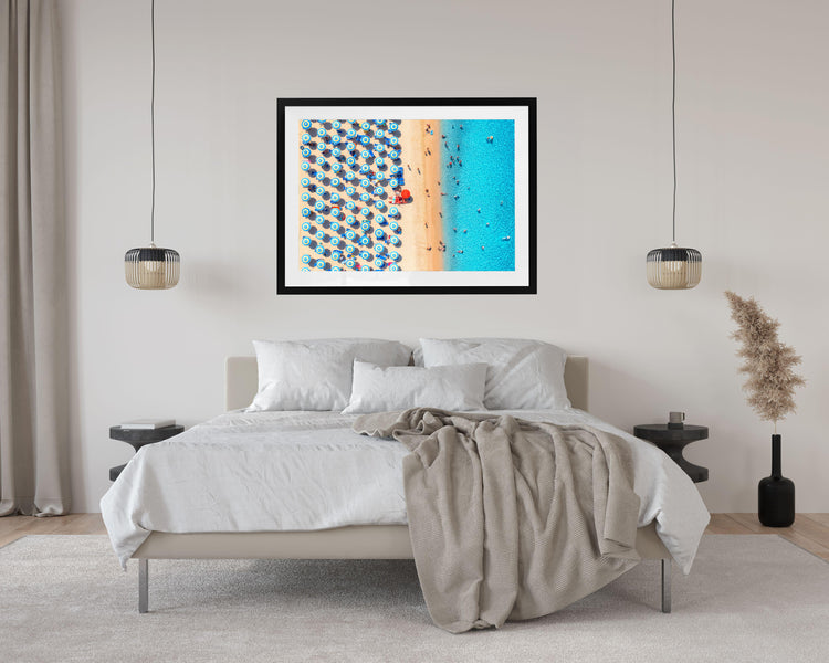 Blue and White Umbrellas. Sardinia, Italy (Landscape)