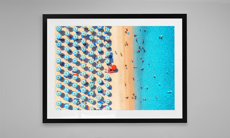 Blue and White Umbrellas. Sardinia, Italy (Landscape)