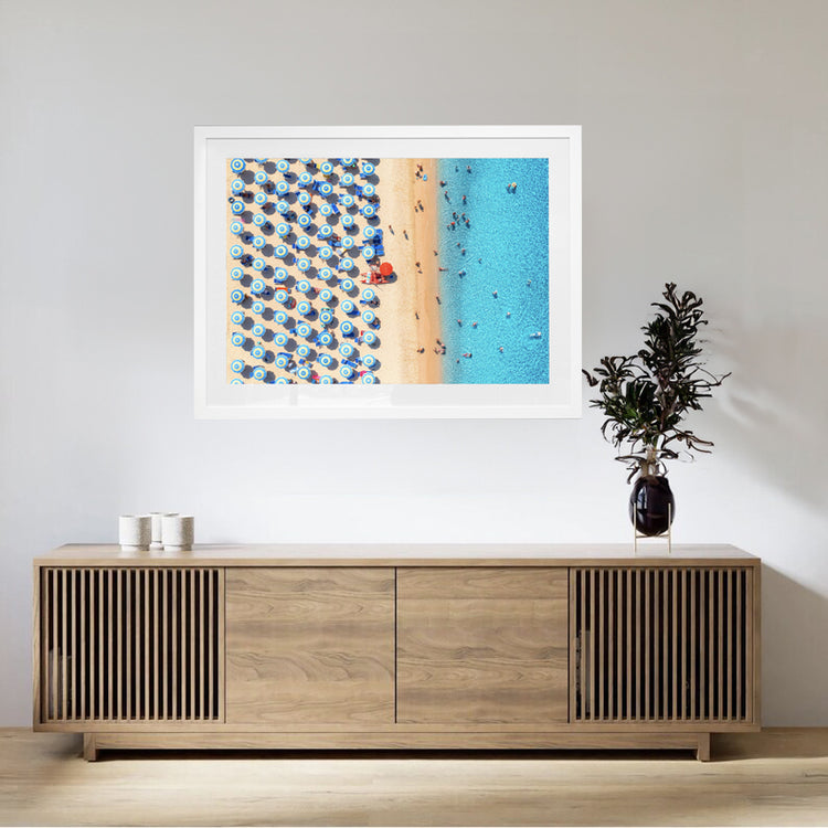 Blue and White Umbrellas. Sardinia, Italy (Landscape)