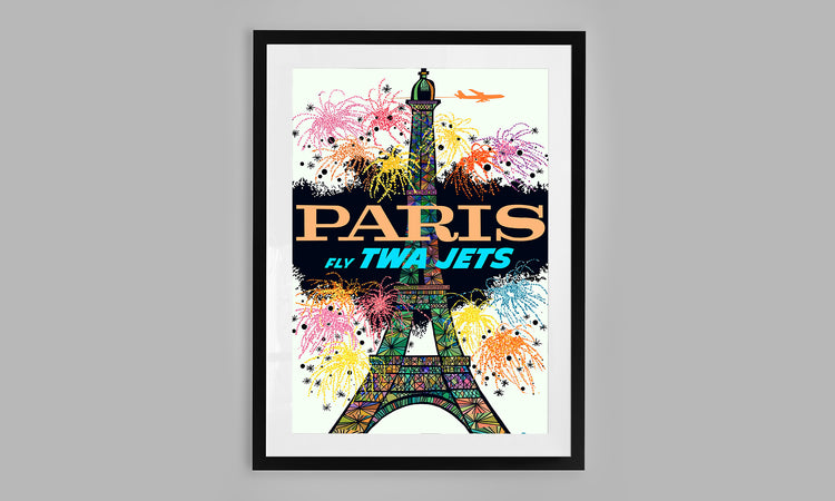Paris in Lights (White Background) – Vintage TWA Travel Poster