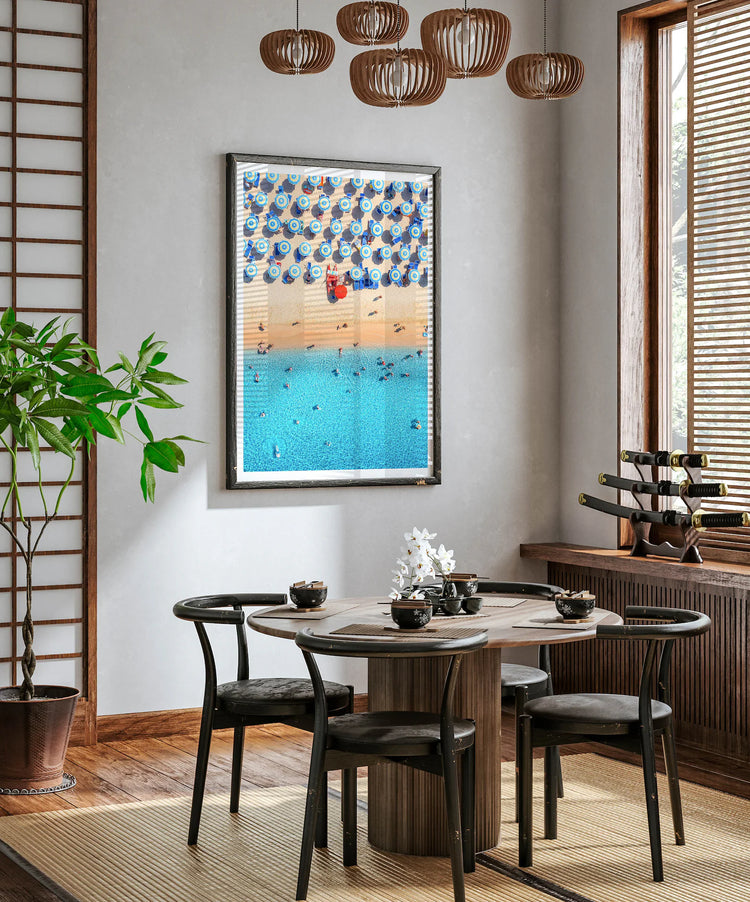 Blue and White Umbrellas. Sardinia, Italy (Portrait)