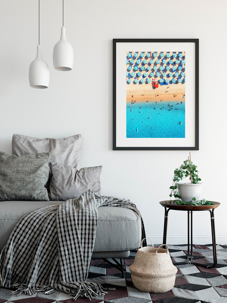 Blue and White Umbrellas. Sardinia, Italy (Portrait)