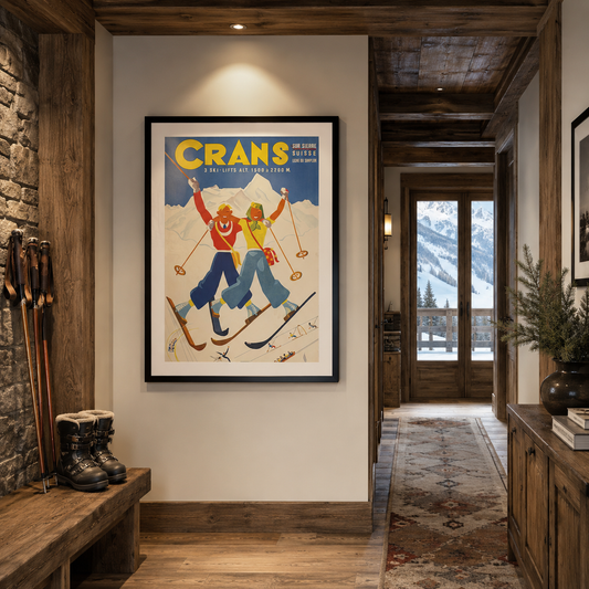 Crans Switzerland Vintage Ski Print (1941)