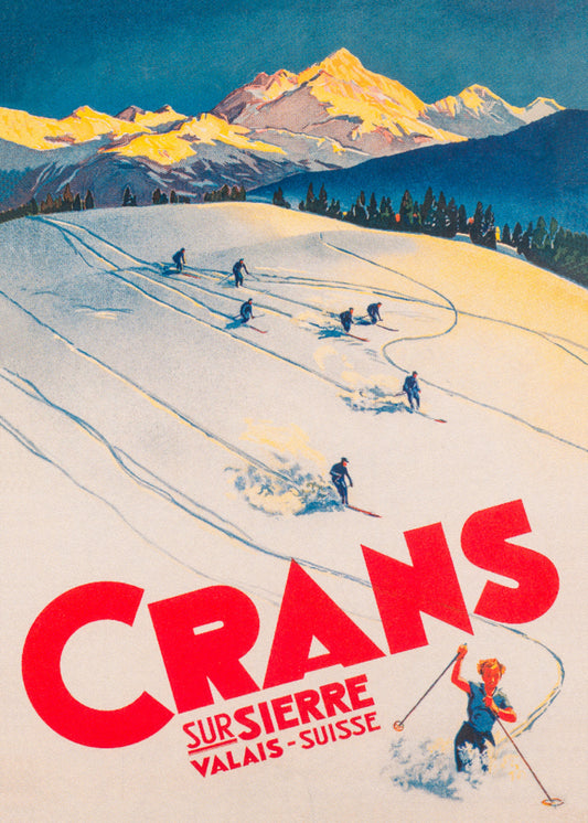 Crans Switzerland Vintage Ski Poster
