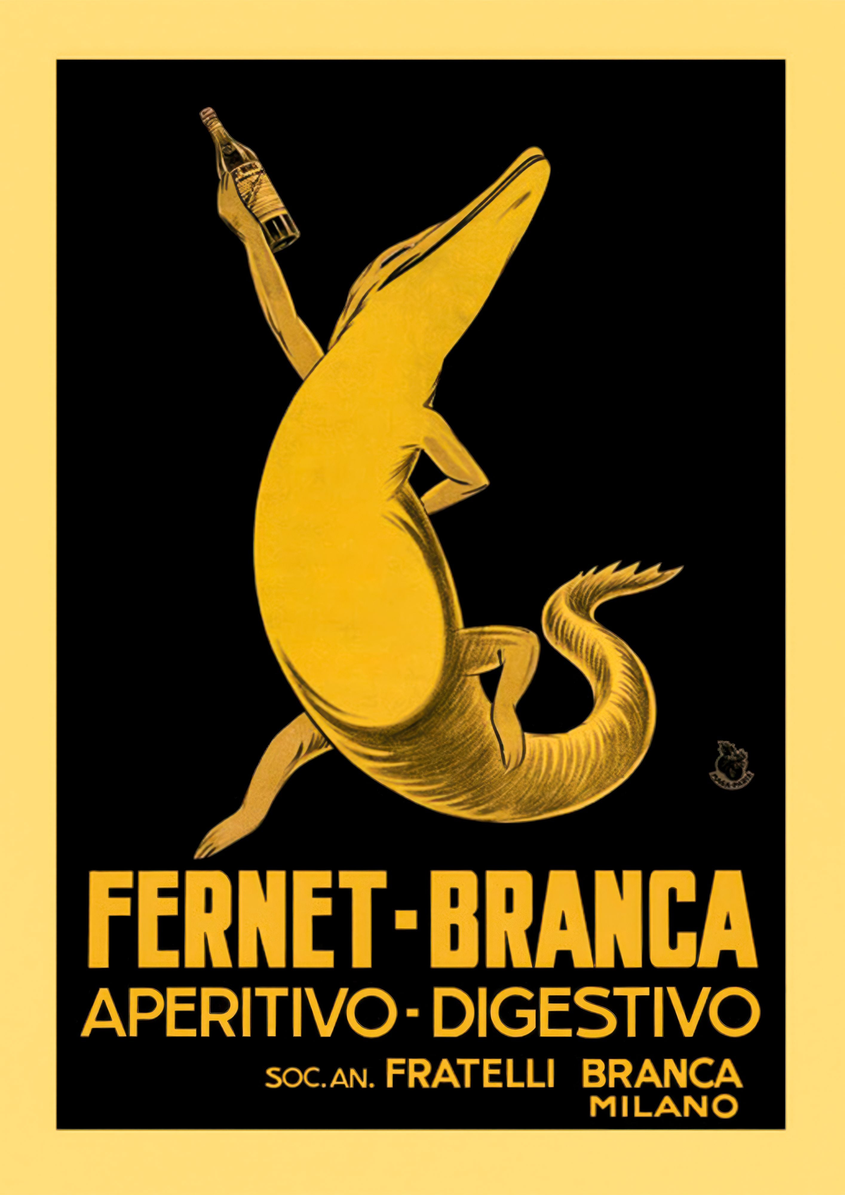 Alligator With Bottle - Fernet-Branca Vintage Advertisement