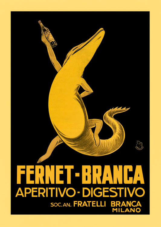 Alligator With Bottle - Fernet-Branca Vintage Advertisement