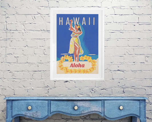 Hawaii Aloha Hula - Travel Poster - (c. 1970's)