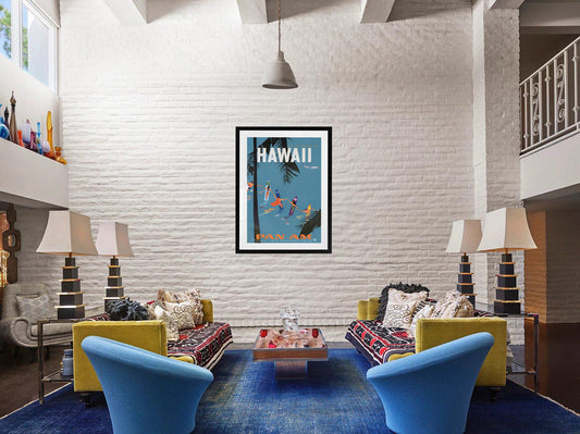 Fly Pam Am Hawaii Vintage Travel Poster
