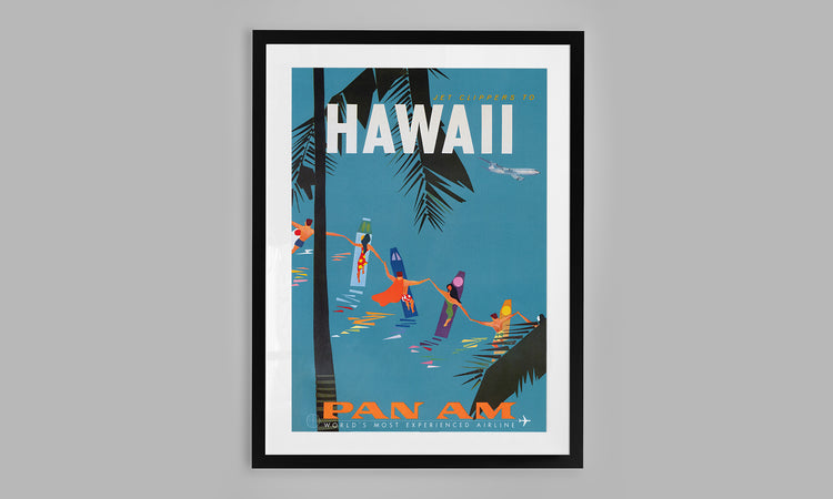 Fly Pam Am Hawaii Vintage Travel Poster
