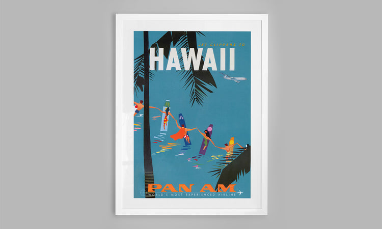 Fly Pam Am Hawaii Vintage Travel Poster