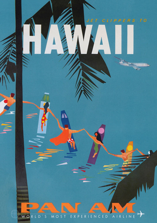 Fly Pan Am Hawaii Vintage Travel Poster