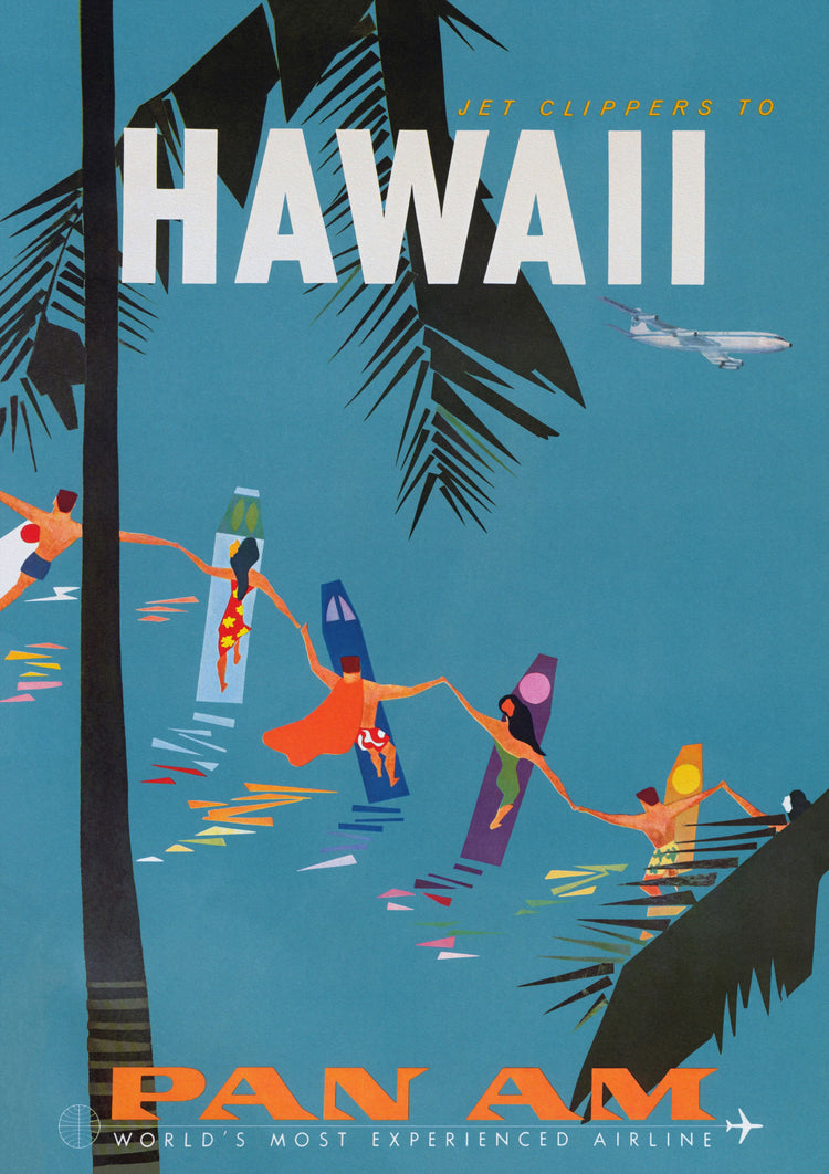 Fly Pam Am Hawaii Vintage Travel Poster