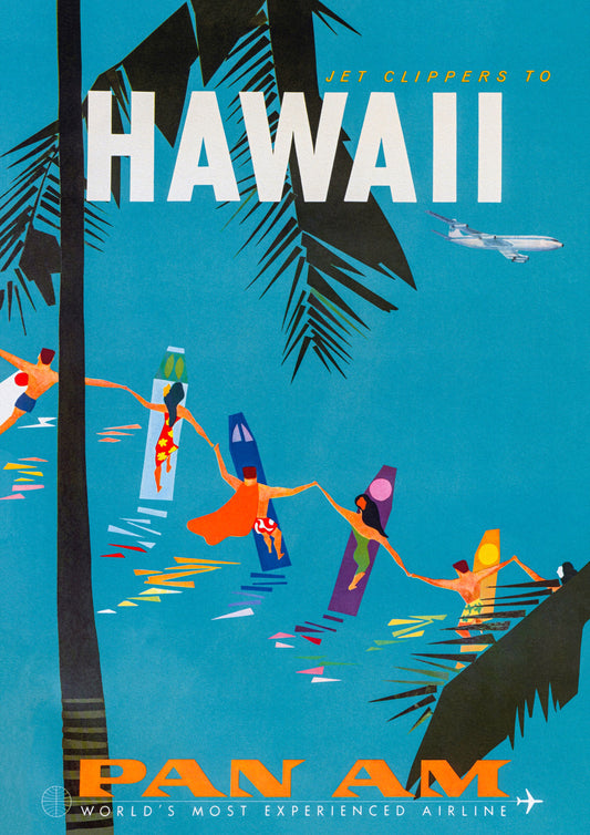 Fly Pan Am Hawaii Vintage Travel Poster