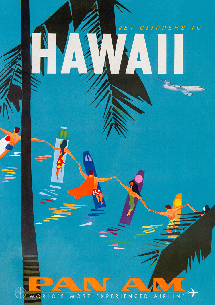 Fly Pan Am Hawaii Vintage Travel Poster