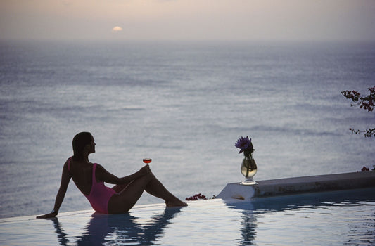 Relaxing by Infinity Pool, Mustique Island, West Indies