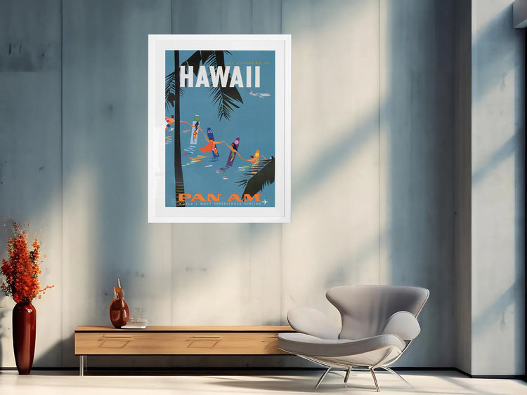Fly Pan Am Hawaii Vintage Travel Poster