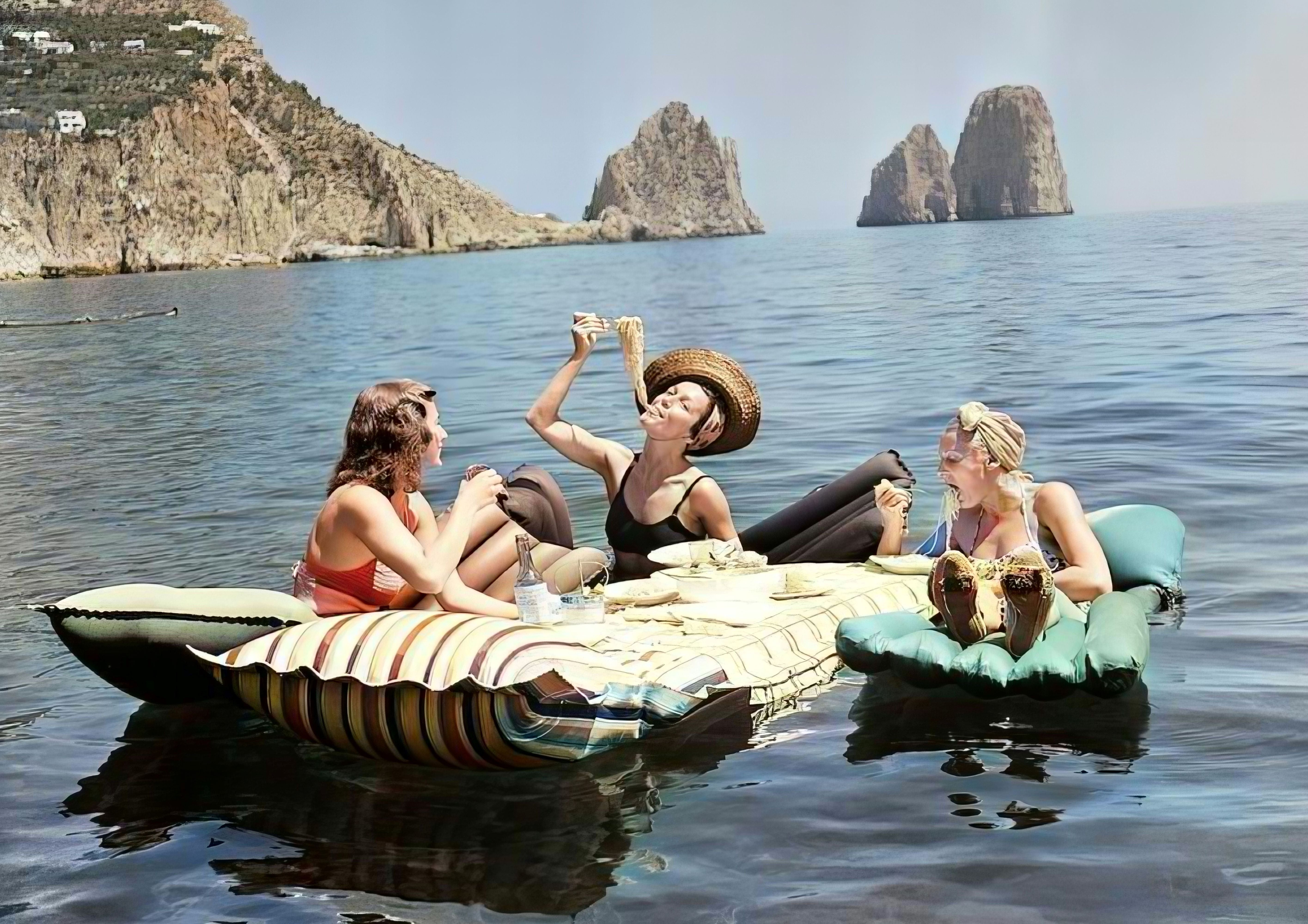 Three Women Eating Pasta off the Coast of Capri (1960's)