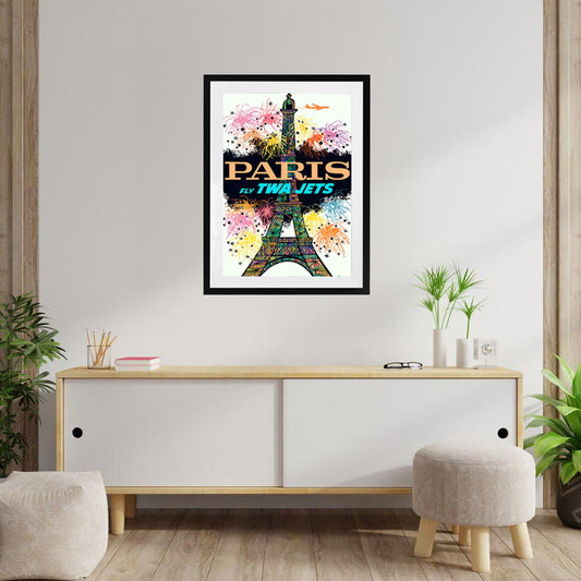 Paris in Lights (White Background) – Vintage TWA Travel Poster