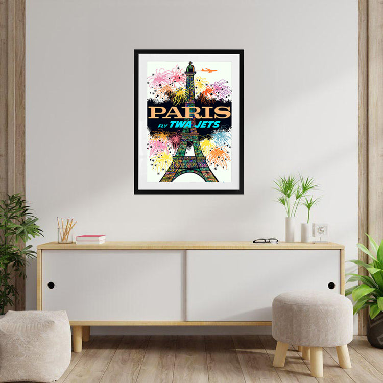 Paris in Lights (White Background) – Vintage TWA Travel Poster