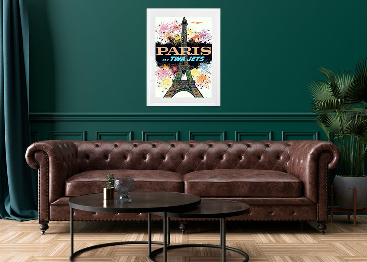 Paris in Lights (White Background) – Vintage TWA Travel Poster