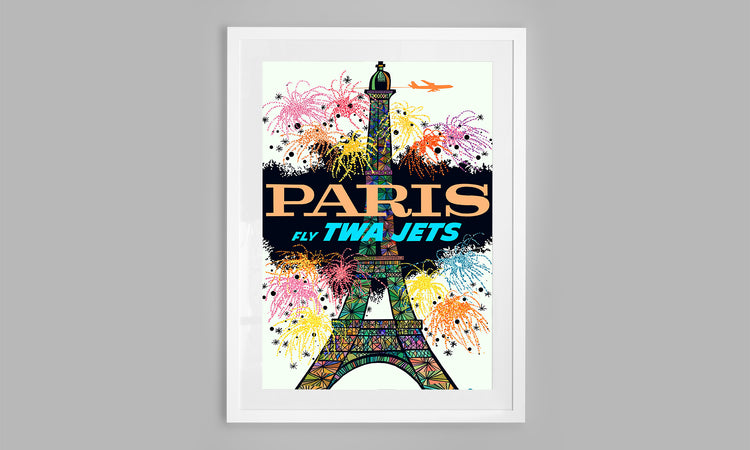 Paris in Lights (White Background) – Vintage TWA Travel Poster